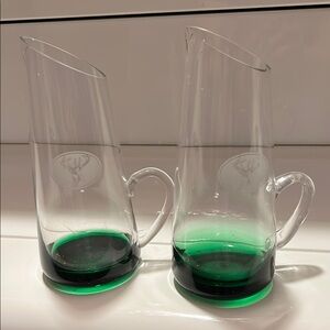 2 Irish Whiskey pitcher shaped glasses